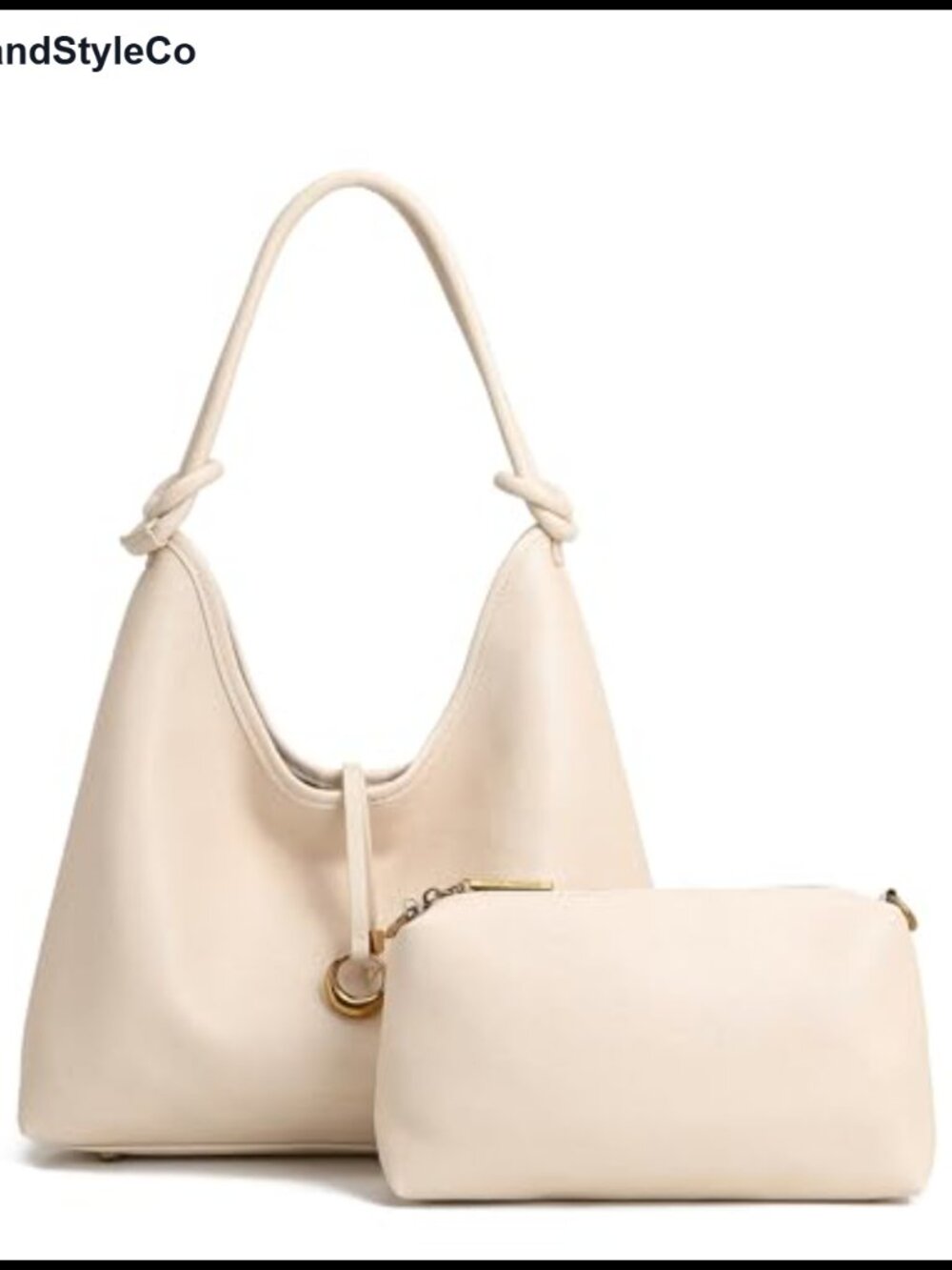 2 in 1 Hobo Bag Set Detachable Pouch Soft Slouchy Vegan PU Leather Shoulder